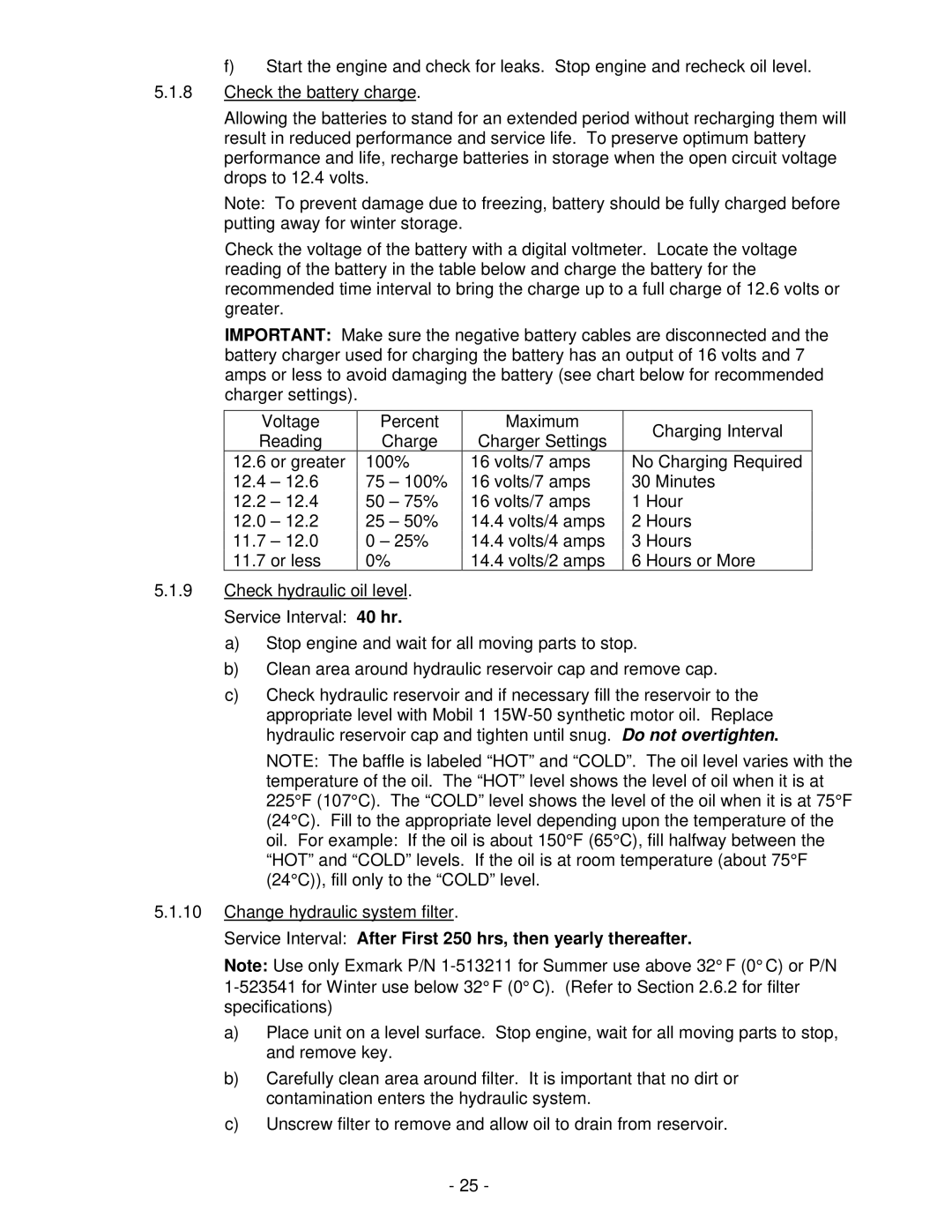 Exmark FMD604 manual Service Interval After First 250 hrs, then yearly thereafter 