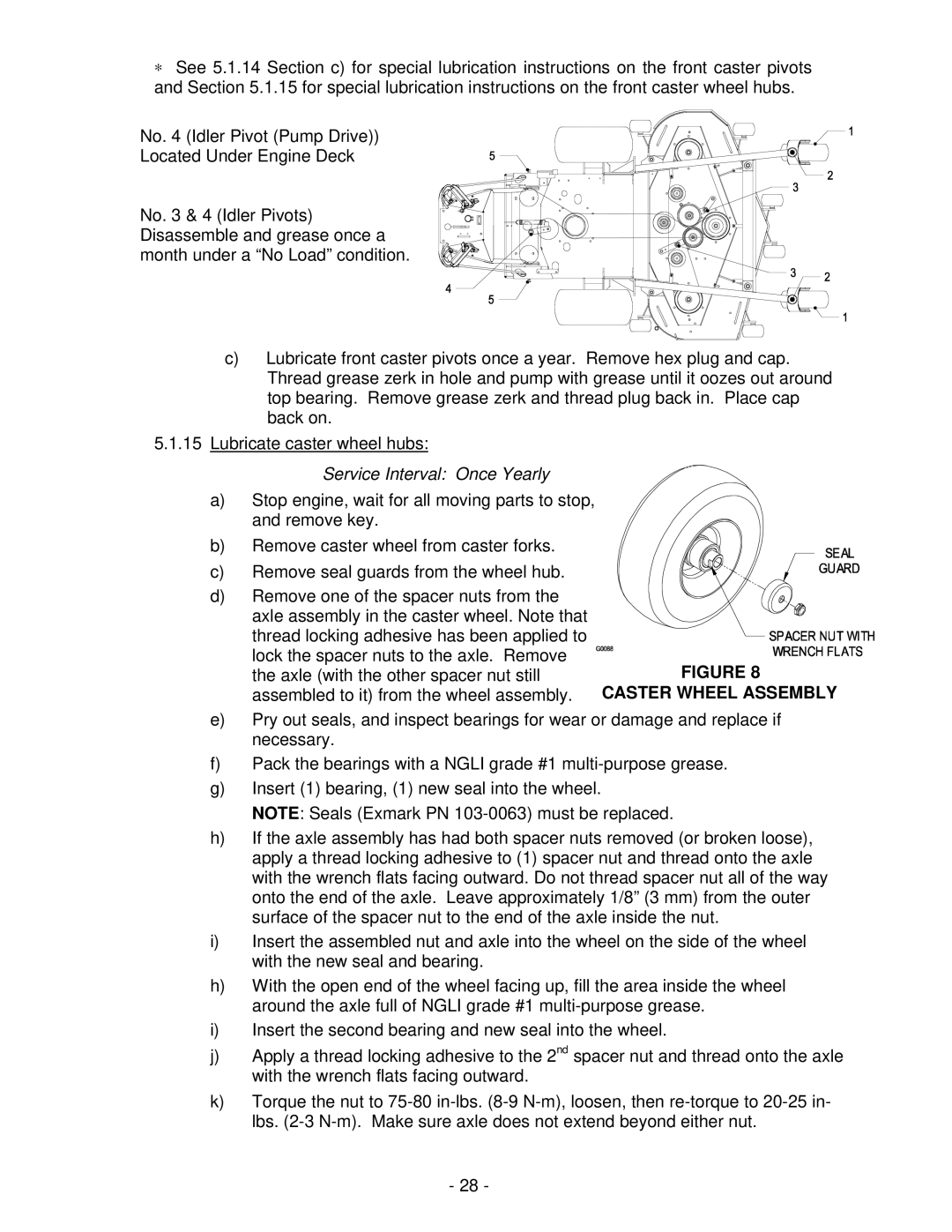 Exmark FMD604 manual Service Interval Once Yearly, Caster Wheel Assembly 