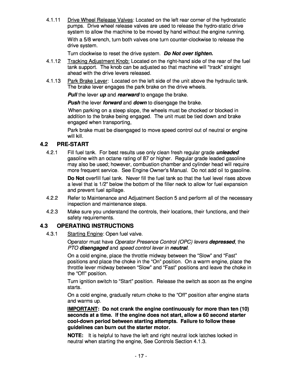 Exmark FMD604 manual Pre-Start, Operating Instructions 