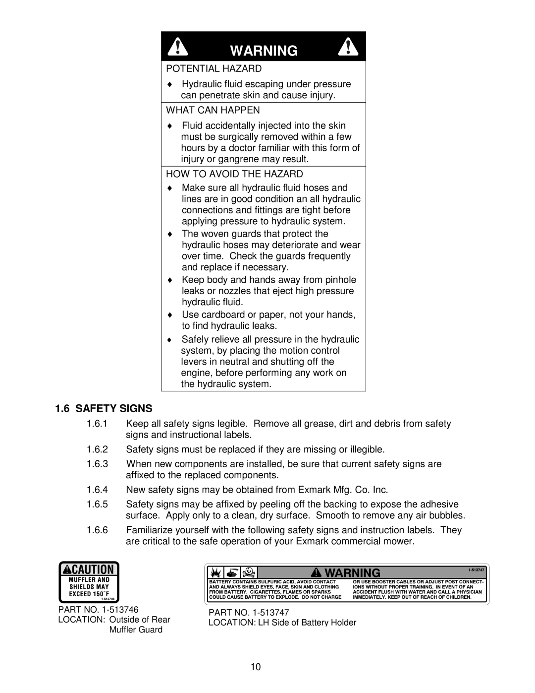 Exmark FR27KC, FR20KC, FR23KC manual Safety Signs, Location 