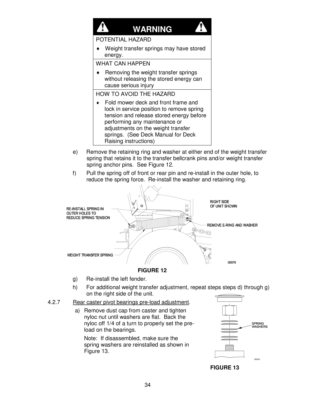 Exmark FR27KC, FR20KC, FR23KC manual Weight transfer springs may have stored energy 