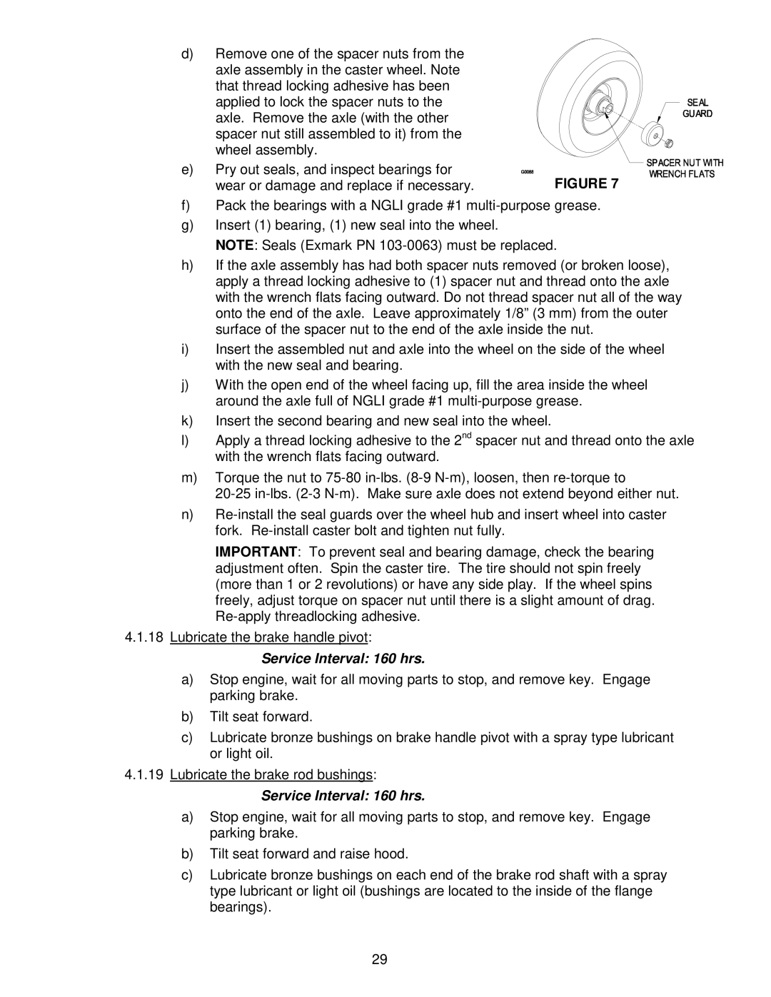 Exmark Frontrunner manual Service Interval 160 hrs 