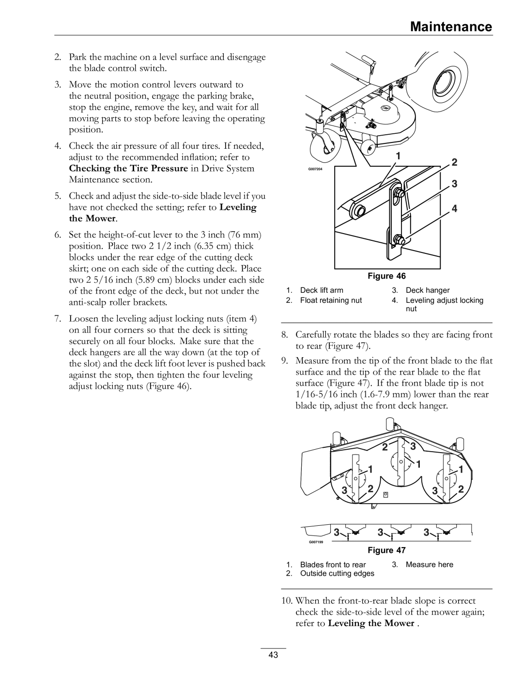 Exmark Lawn Mower manual Blades front to rear Measure here Outside cutting edges 