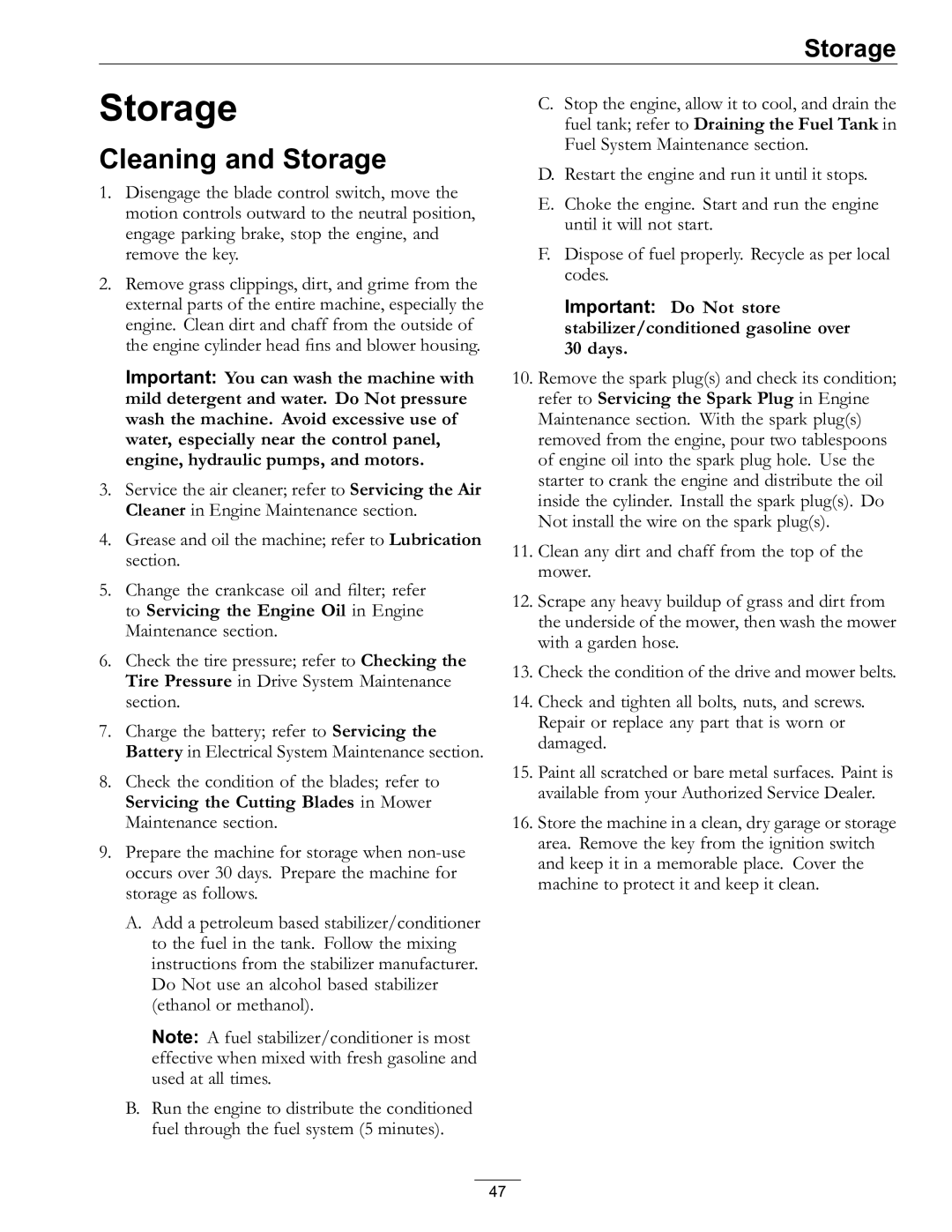 Exmark Lawn Mower manual Cleaning and Storage 