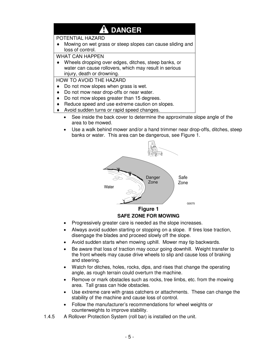 Exmark Lawn Tractor manual Safe Zone for Mowing 