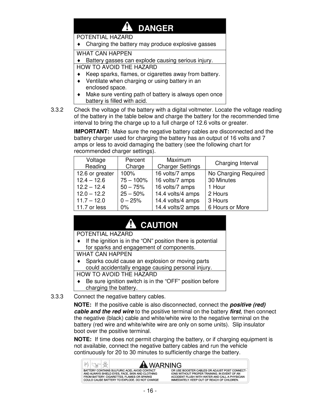 Exmark Lawn Tractor manual Charging the battery may produce explosive gasses 