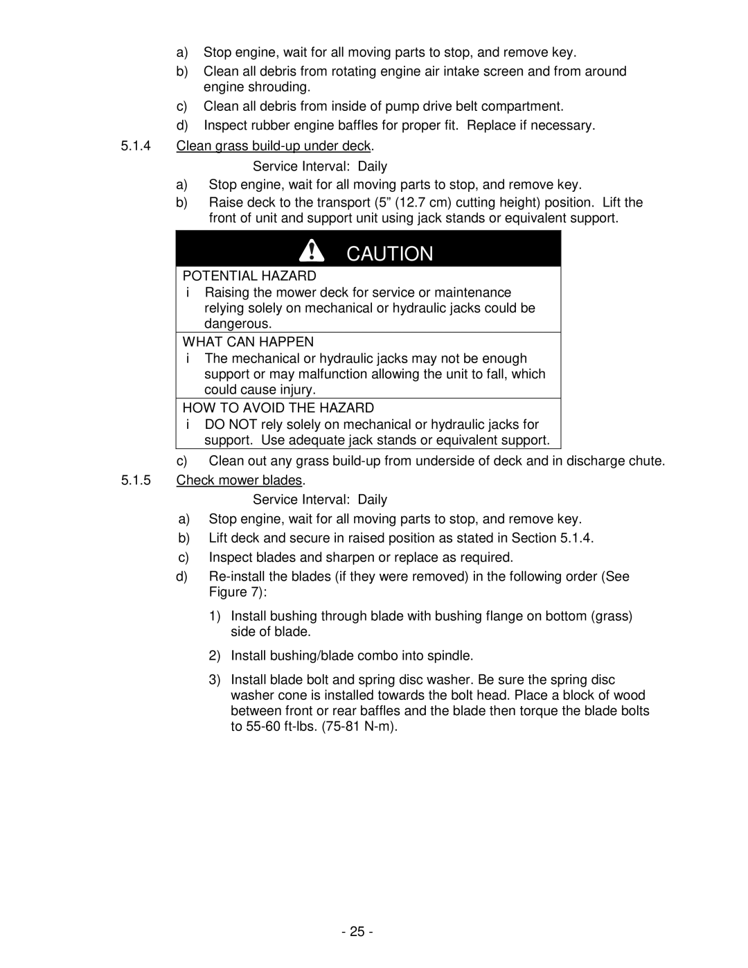 Exmark Lawn Tractor manual Service Interval Daily 