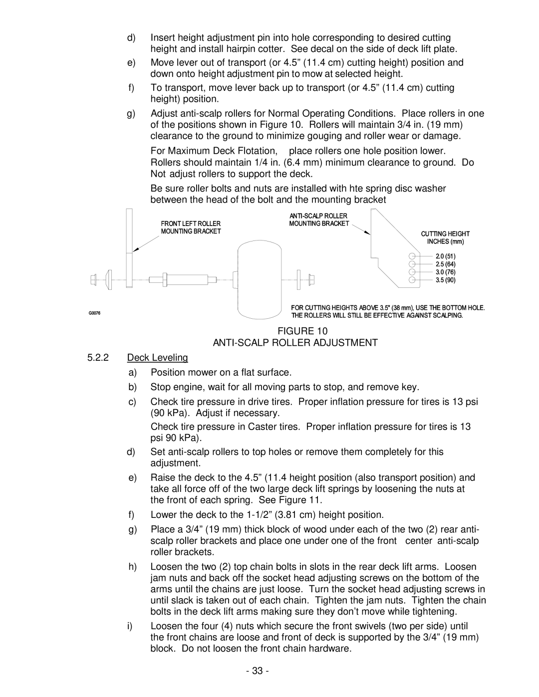 Exmark Lawn Tractor manual ANTI-SCALP Roller Adjustment 