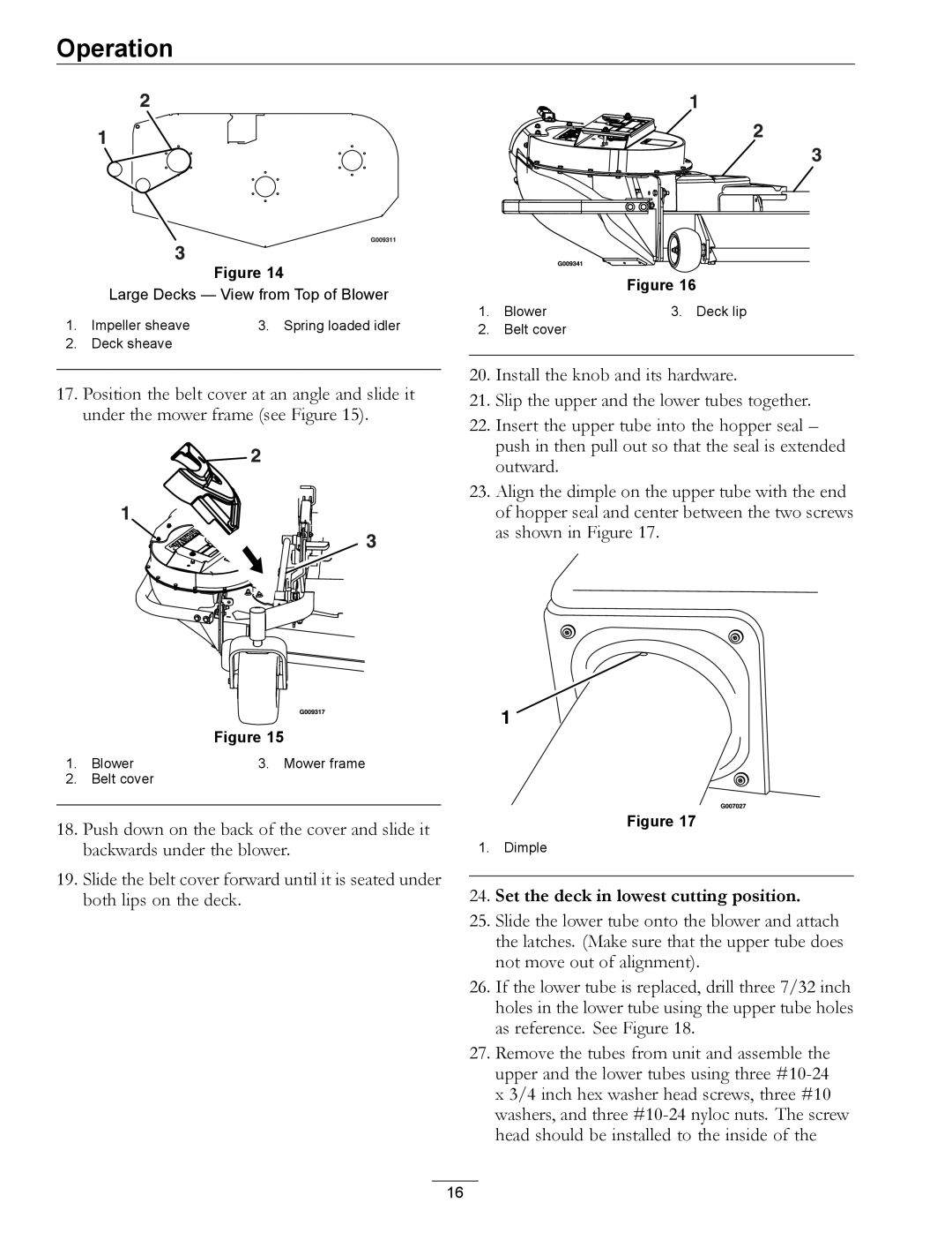 Exmark LAZER AS manual Set the deck in lowest cutting position 