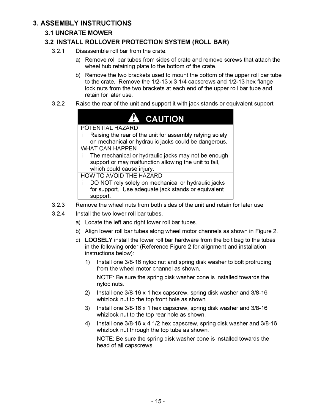 Exmark Lazer HP manual Assembly Instructions, Uncrate Mower Install Rollover Protection System Roll BAR 