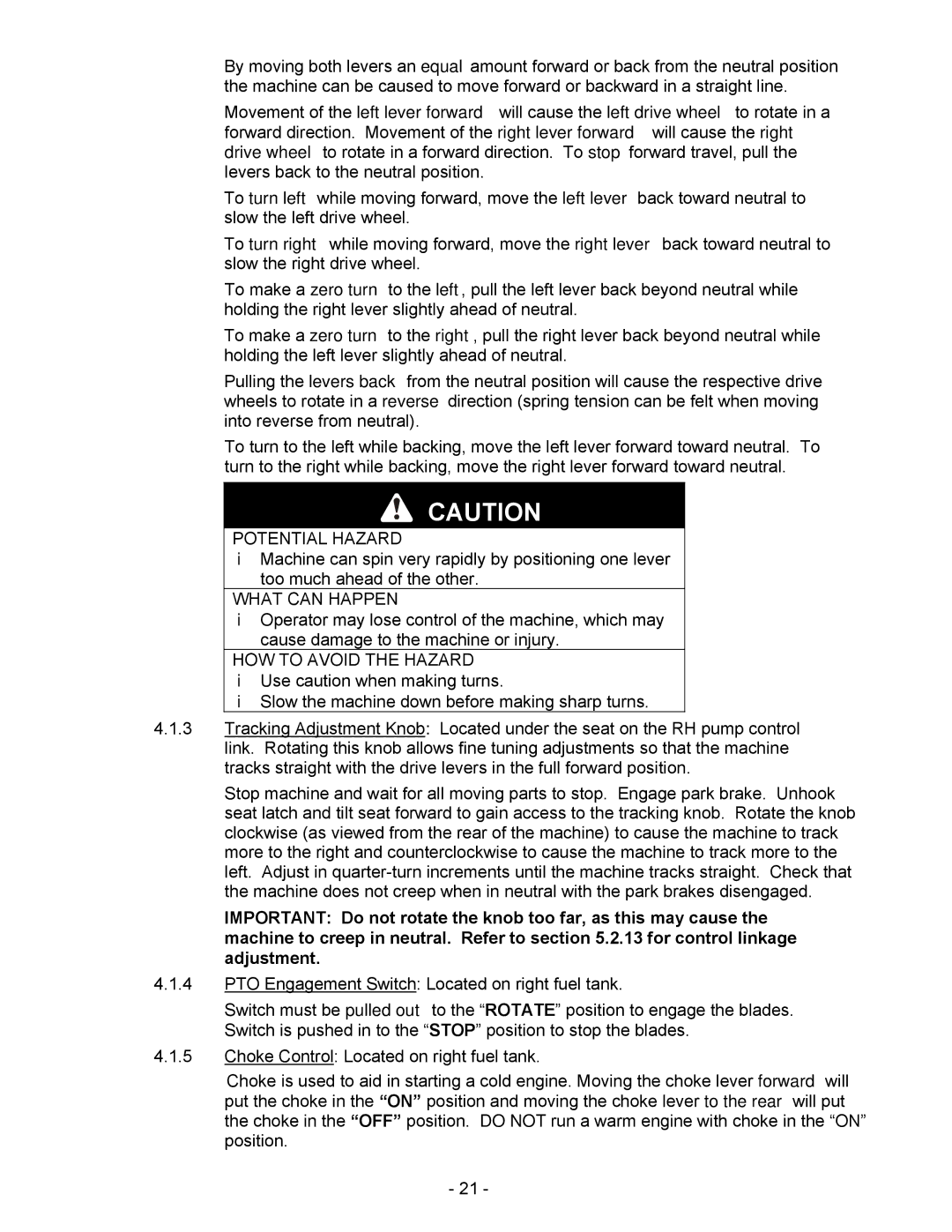 Exmark Lazer HP manual Potential Hazard 