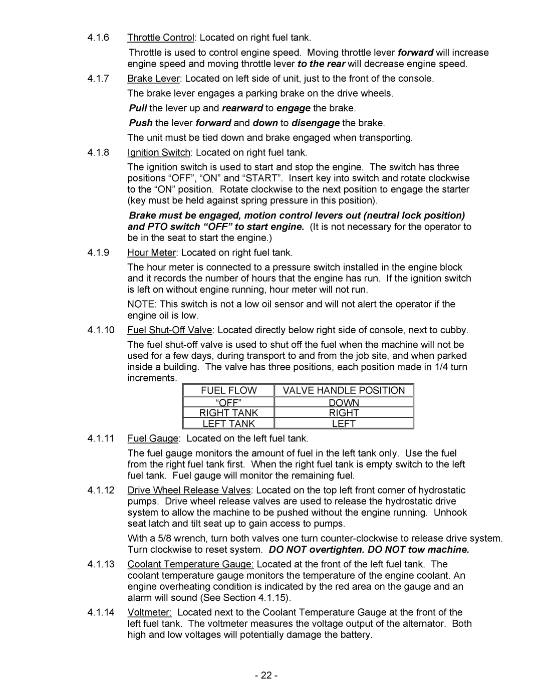 Exmark Lazer HP manual Push the lever forward and down to disengage the brake 