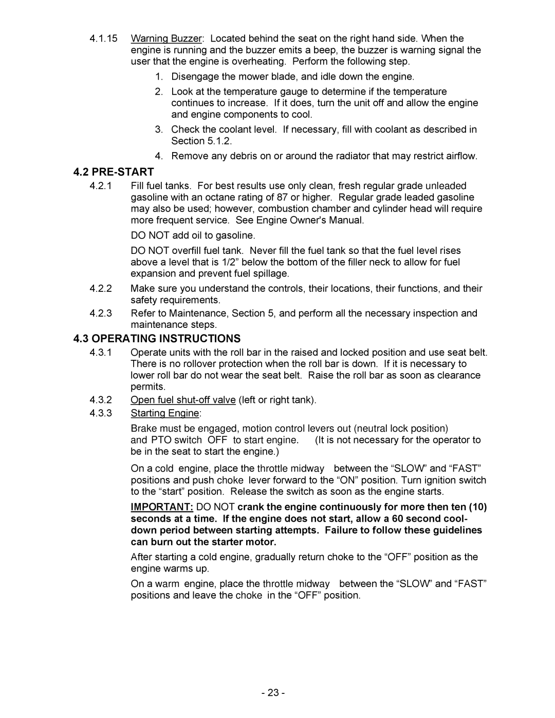 Exmark Lazer HP manual Pre-Start, Operating Instructions 