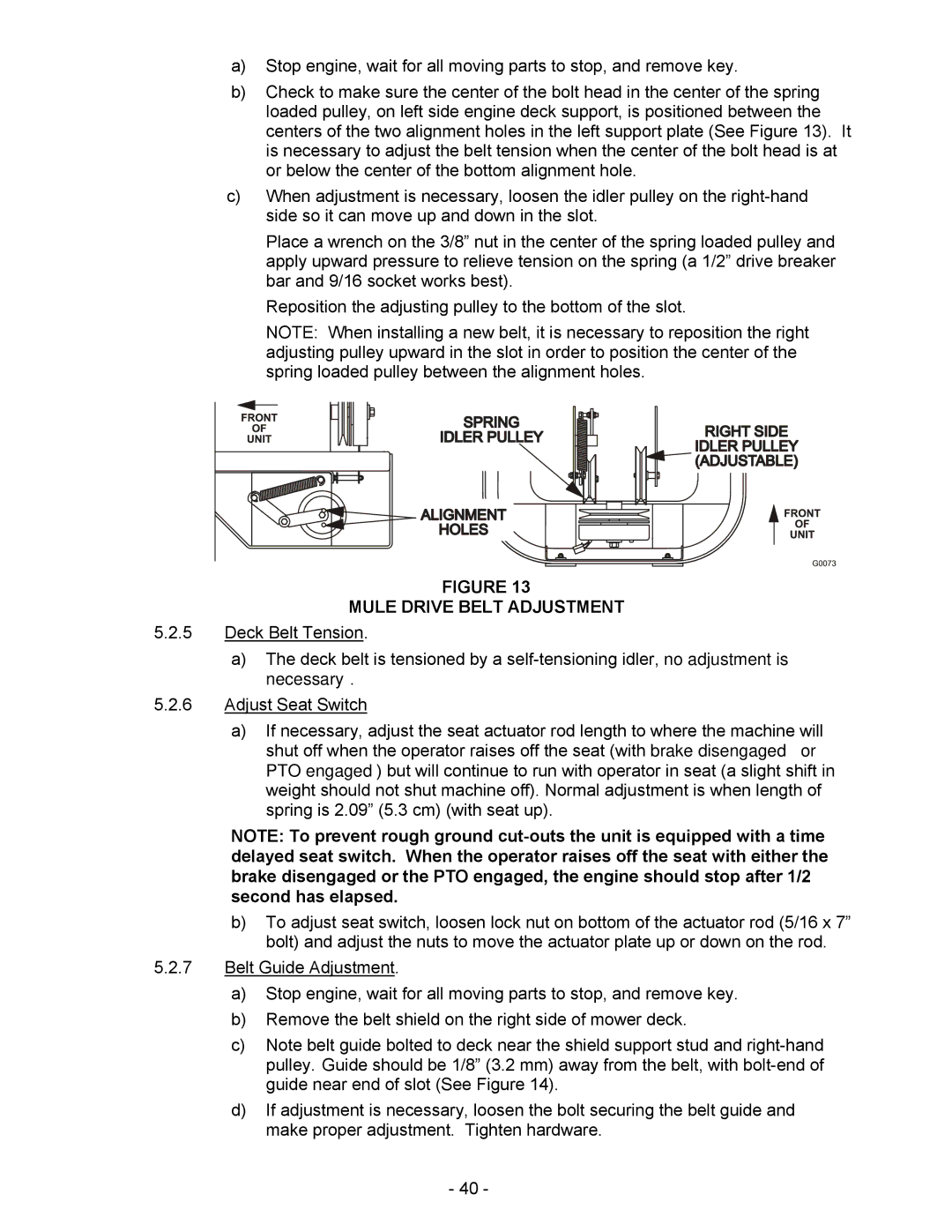 Exmark Lazer HP manual Mule Drive Belt Adjustment 