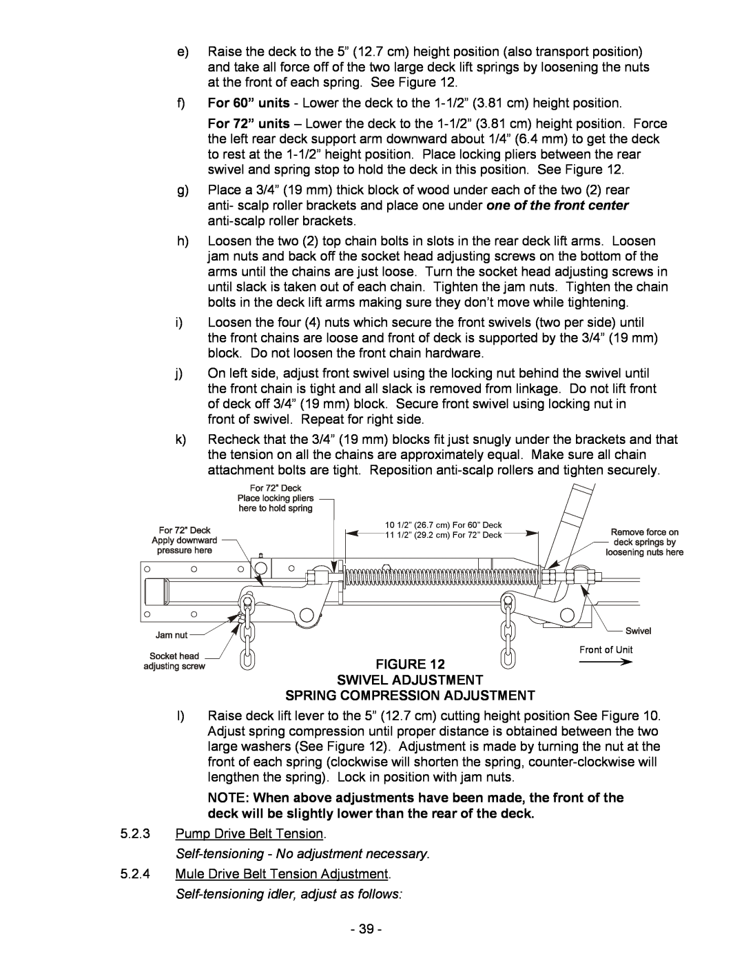 Exmark Lazer HP manual Swivel Adjustment Spring Compression Adjustment 