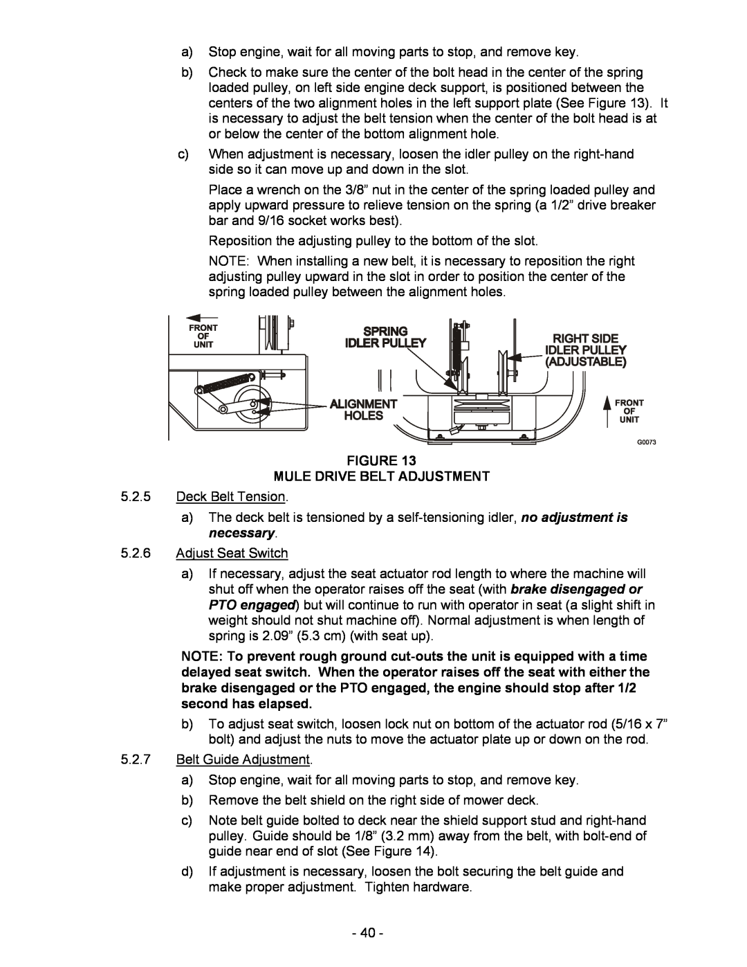 Exmark Lazer HP manual Mule Drive Belt Adjustment 
