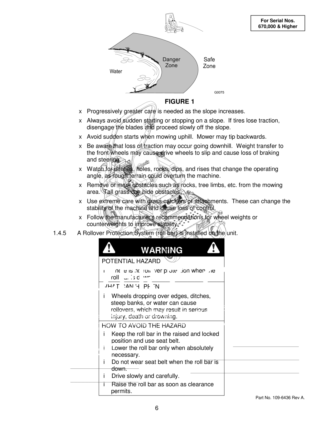 Exmark Lazer Z CT manual There is no rollover protection when the roll bar is down 