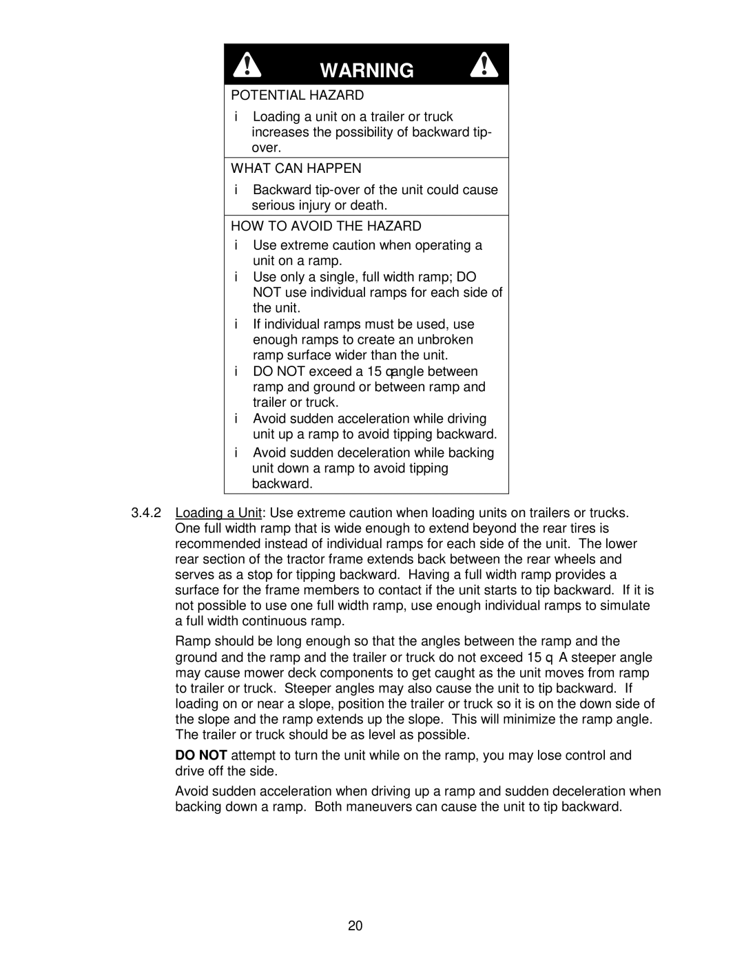 Exmark Lazer Z CT manual Potential Hazard 