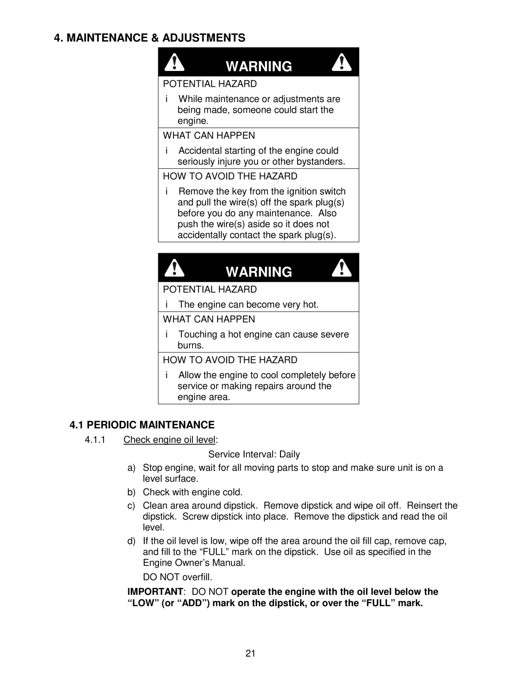 Exmark Lazer Z CT manual Maintenance & Adjustments, Periodic Maintenance, Service Interval Daily 