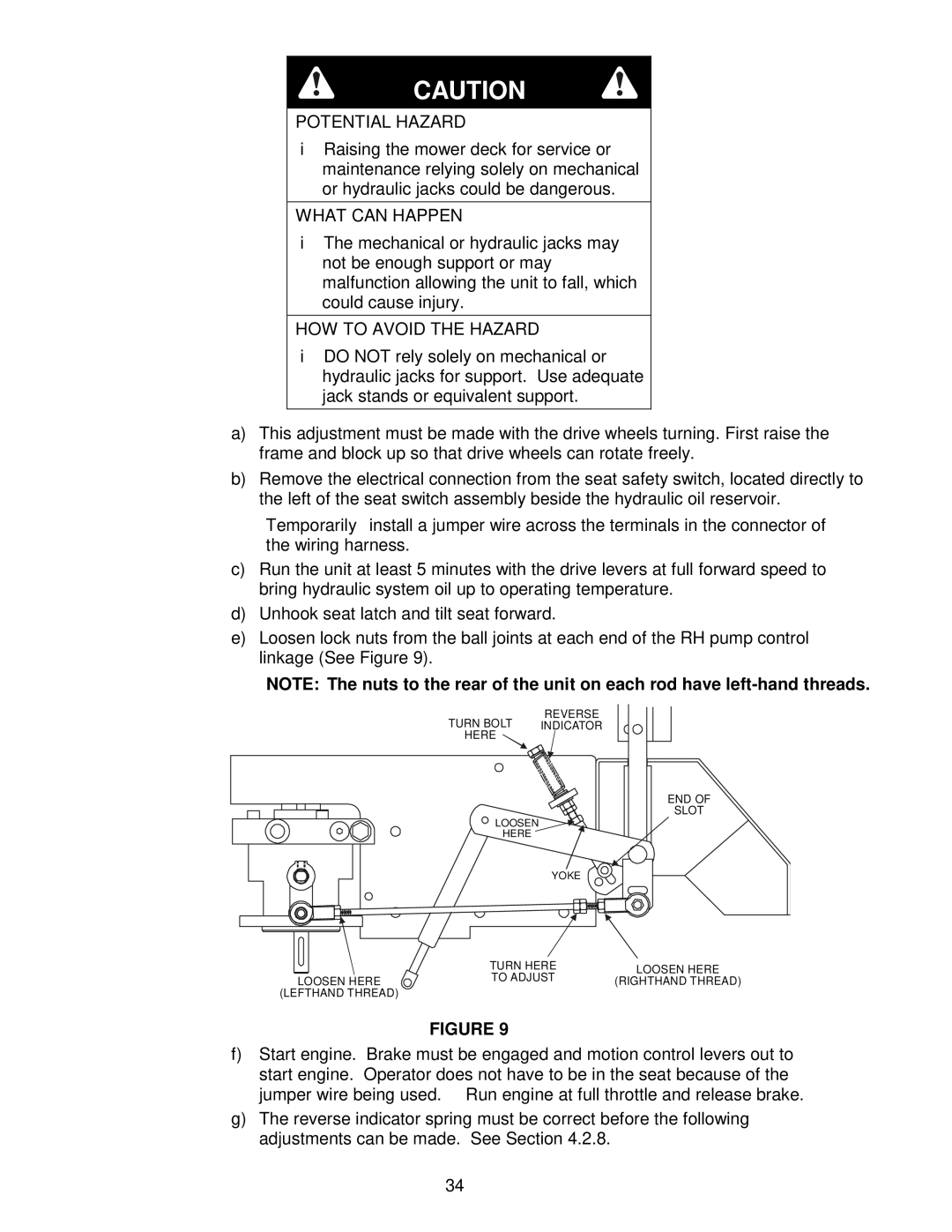 Exmark Lazer Z CT manual Reverse Turn Bolt Indicator Here END Slot 