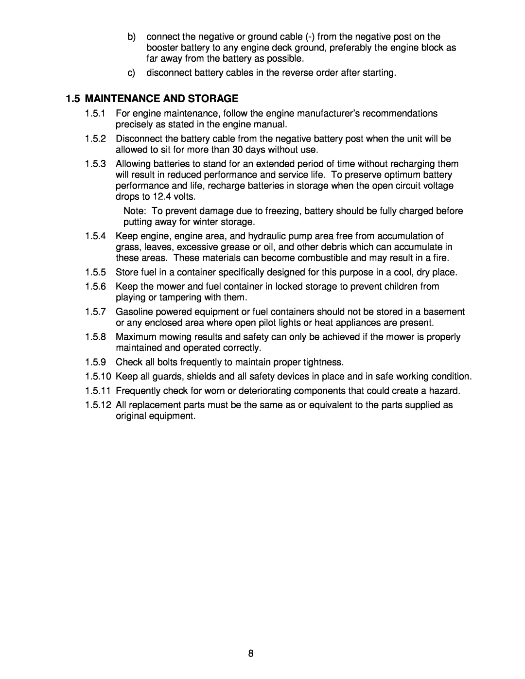 Exmark Lazer Z CT manual 1.5MAINTENANCE AND STORAGE 