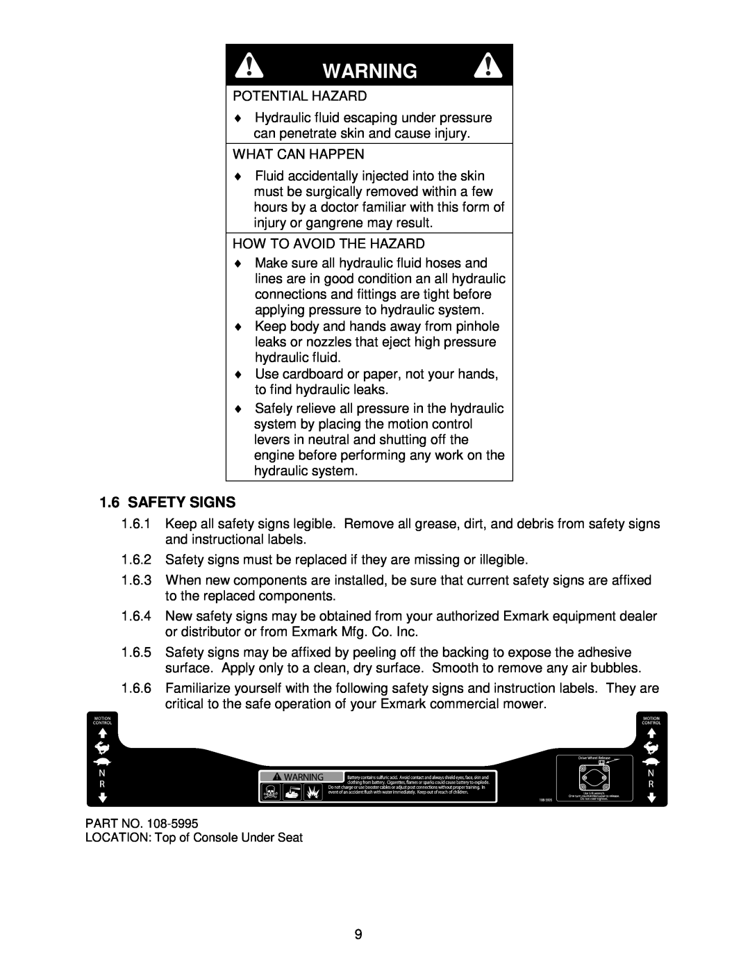 Exmark Lazer Z CT manual 1.6SAFETY SIGNS 