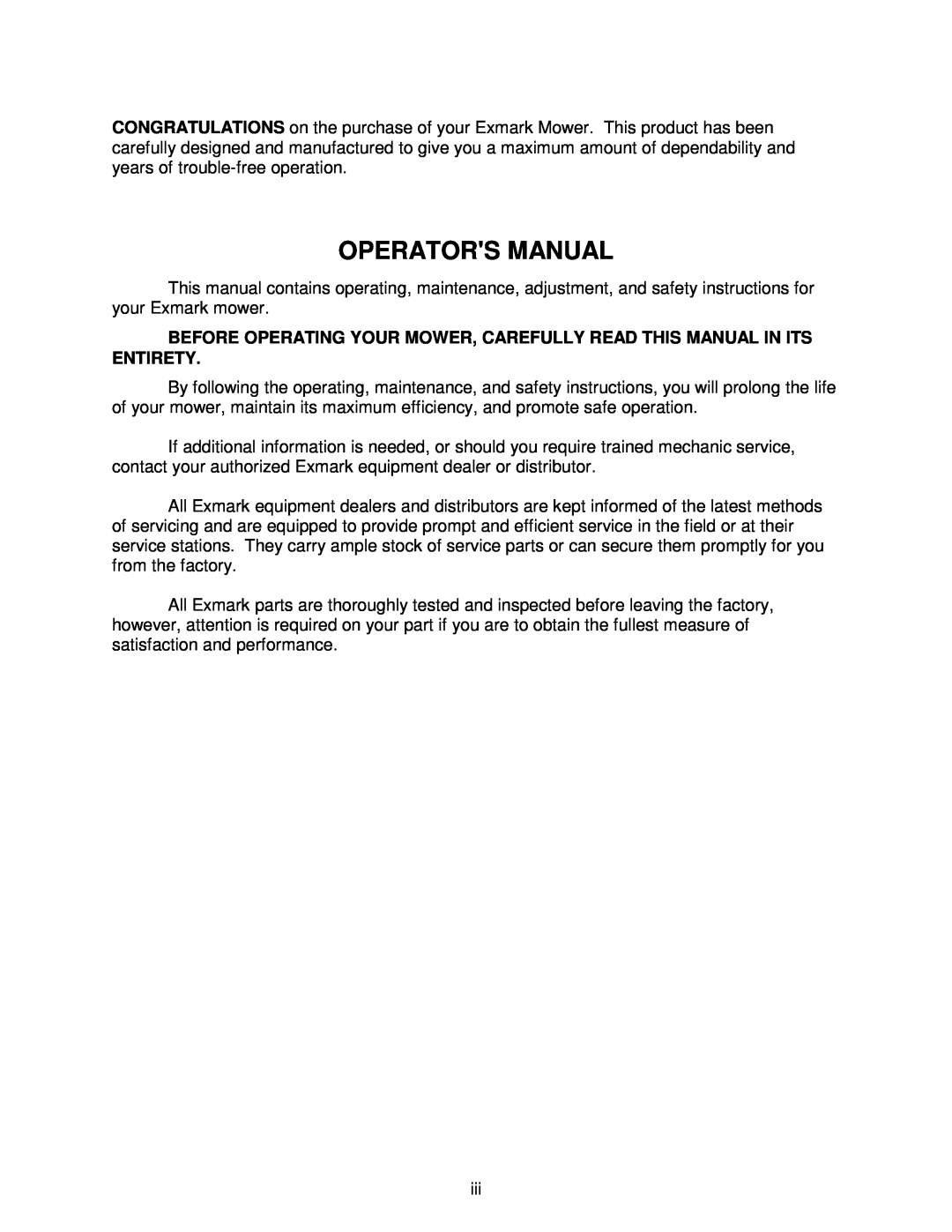 Exmark Lazer Z CT manual Operators Manual 
