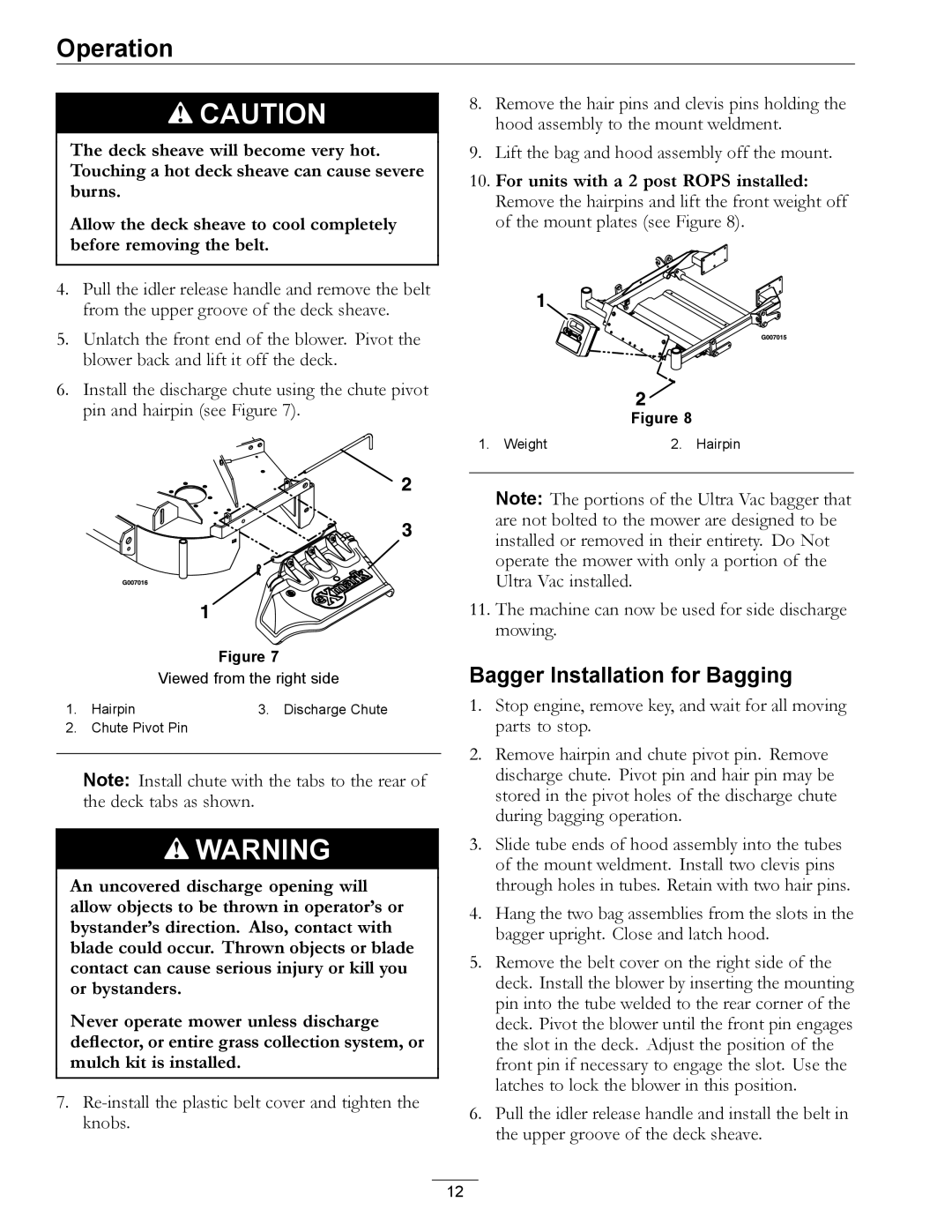 Exmark LAZER Z HP manual Bagger Installation for Bagging 