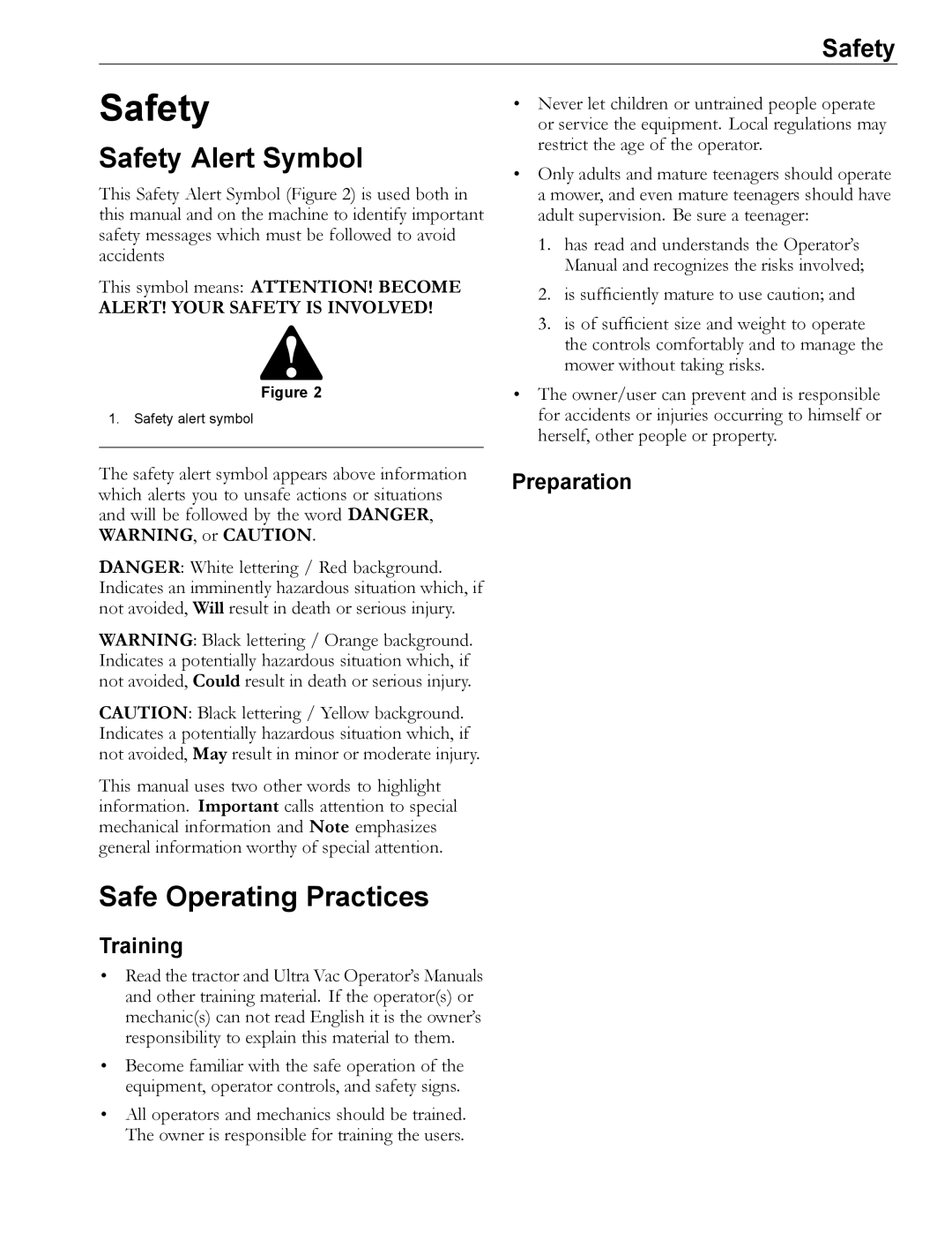 Exmark LAZER Z HP manual Safety Alert Symbol, Safe Operating Practices 