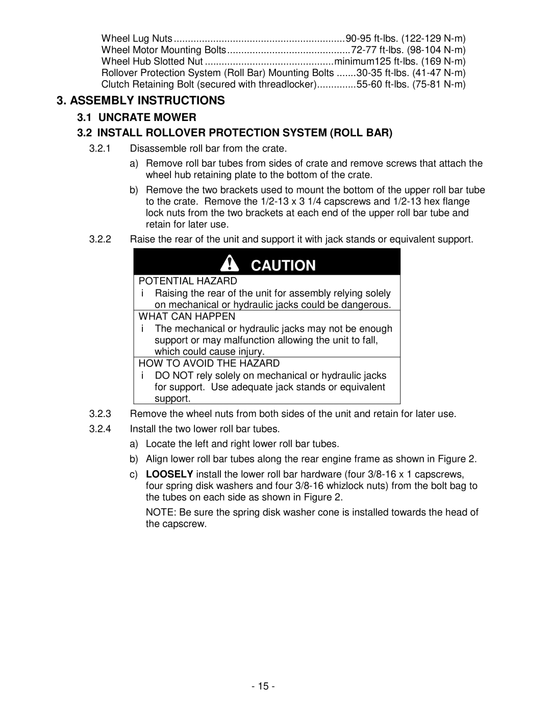 Exmark LAZER Z HP manual Assembly Instructions, Uncrate Mower Install Rollover Protection System Roll BAR 