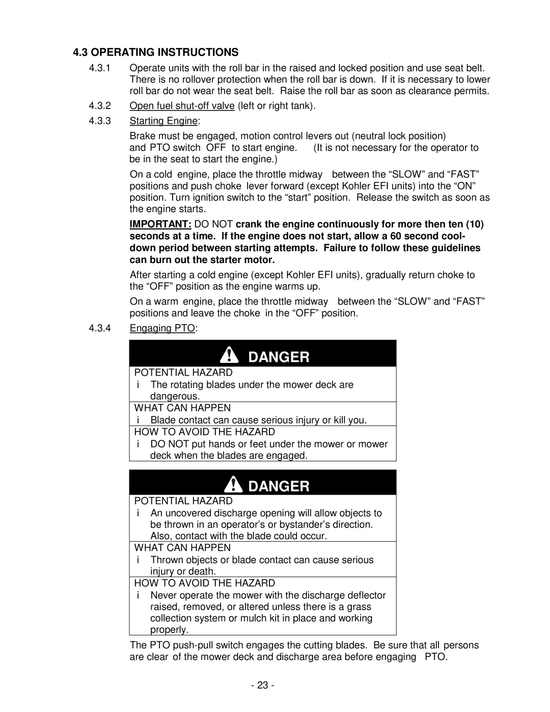 Exmark LAZER Z HP manual Operating Instructions 