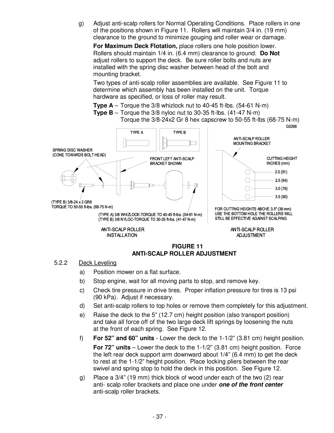 Exmark LAZER Z HP manual ANTI-SCALP Roller Adjustment 