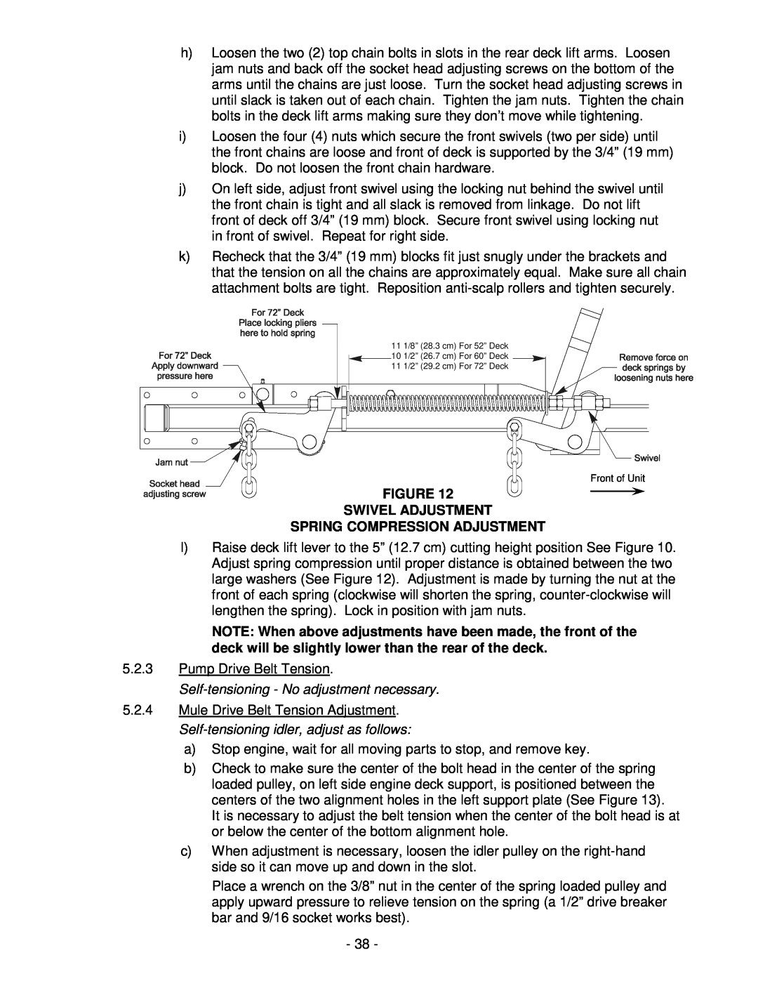 Exmark LAZER Z HP manual Figure Swivel Adjustment, Spring Compression Adjustment 