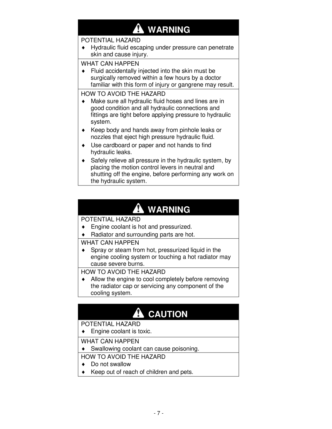 Exmark Lazer Z XP manual Engine coolant is toxic 