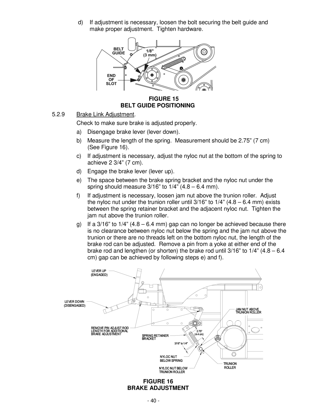 Exmark Lazer Z XP manual Belt Guide Positioning, Brake Adjustment 