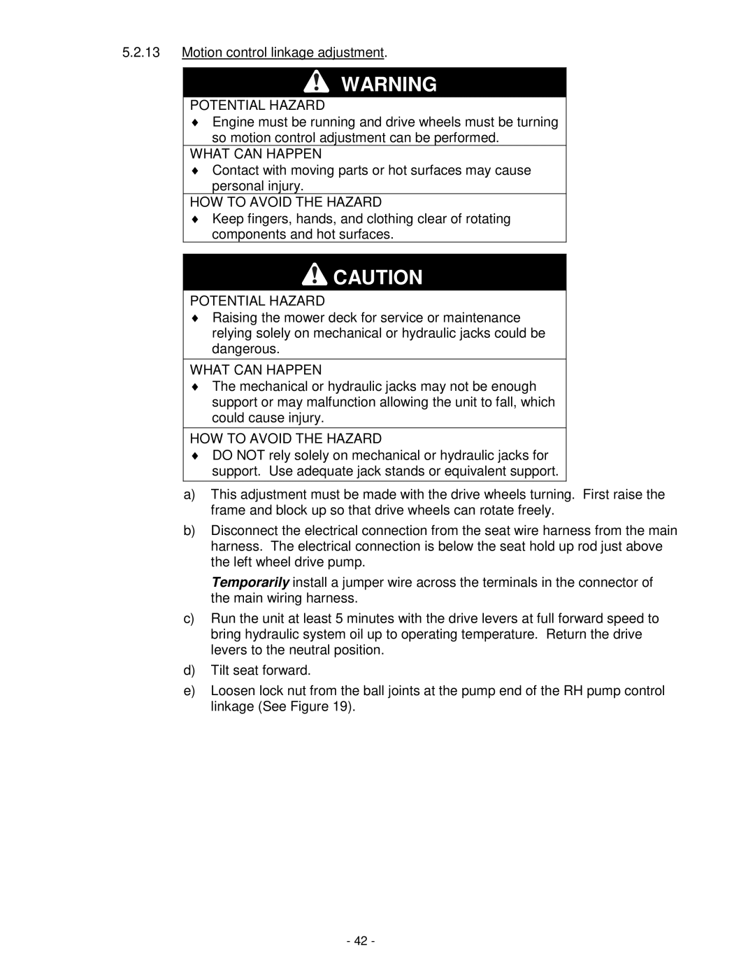 Exmark Lazer Z XP manual Motion control linkage adjustment 