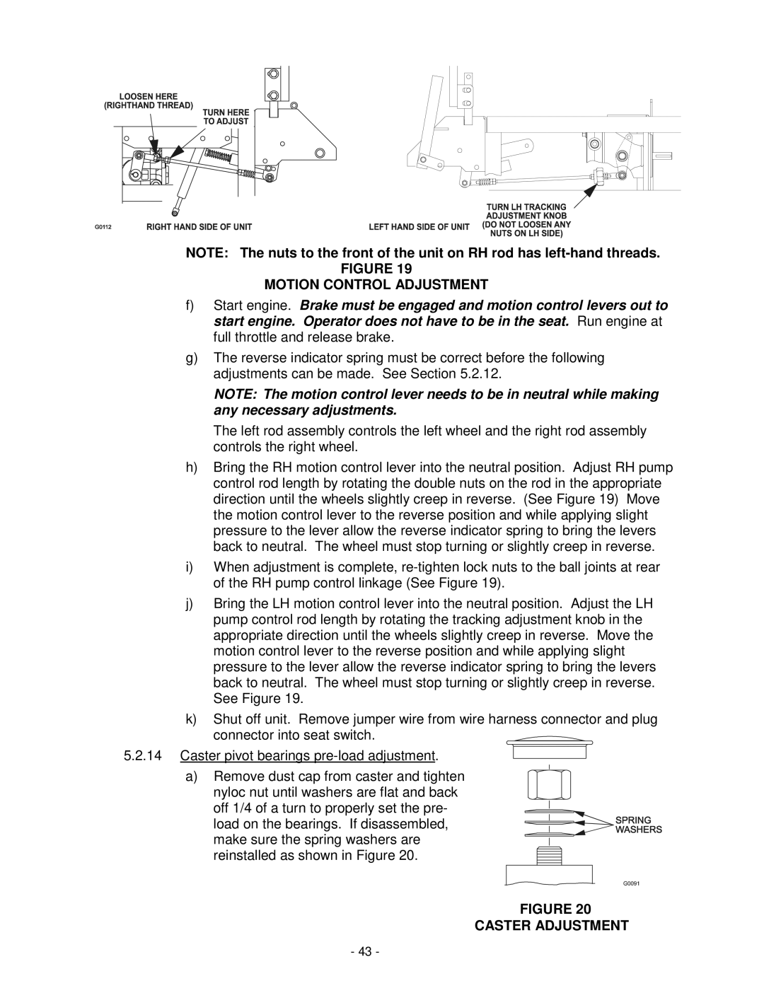 Exmark Lazer Z XP manual Motion Control Adjustment, Caster Adjustment 