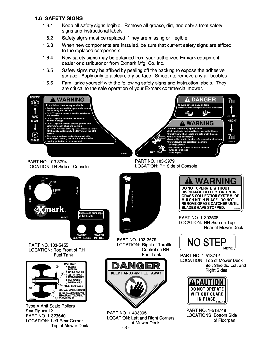Exmark Lazer Z XP manual Safety Signs 