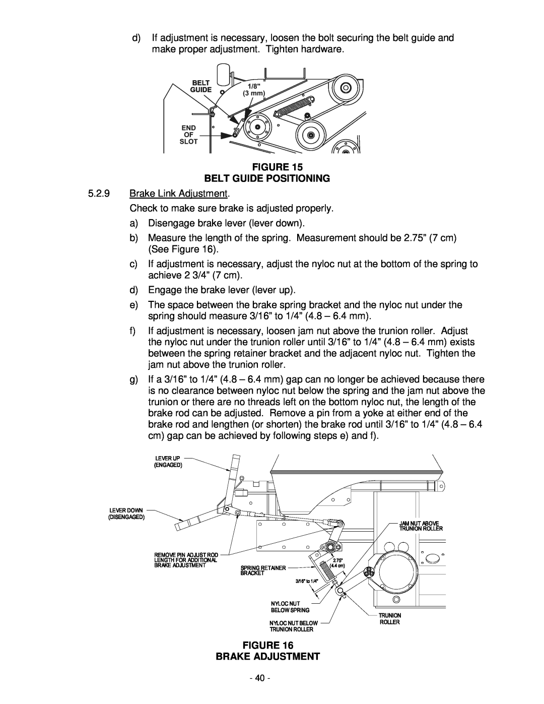 Exmark Lazer Z XP manual Belt Guide Positioning, Brake Adjustment 