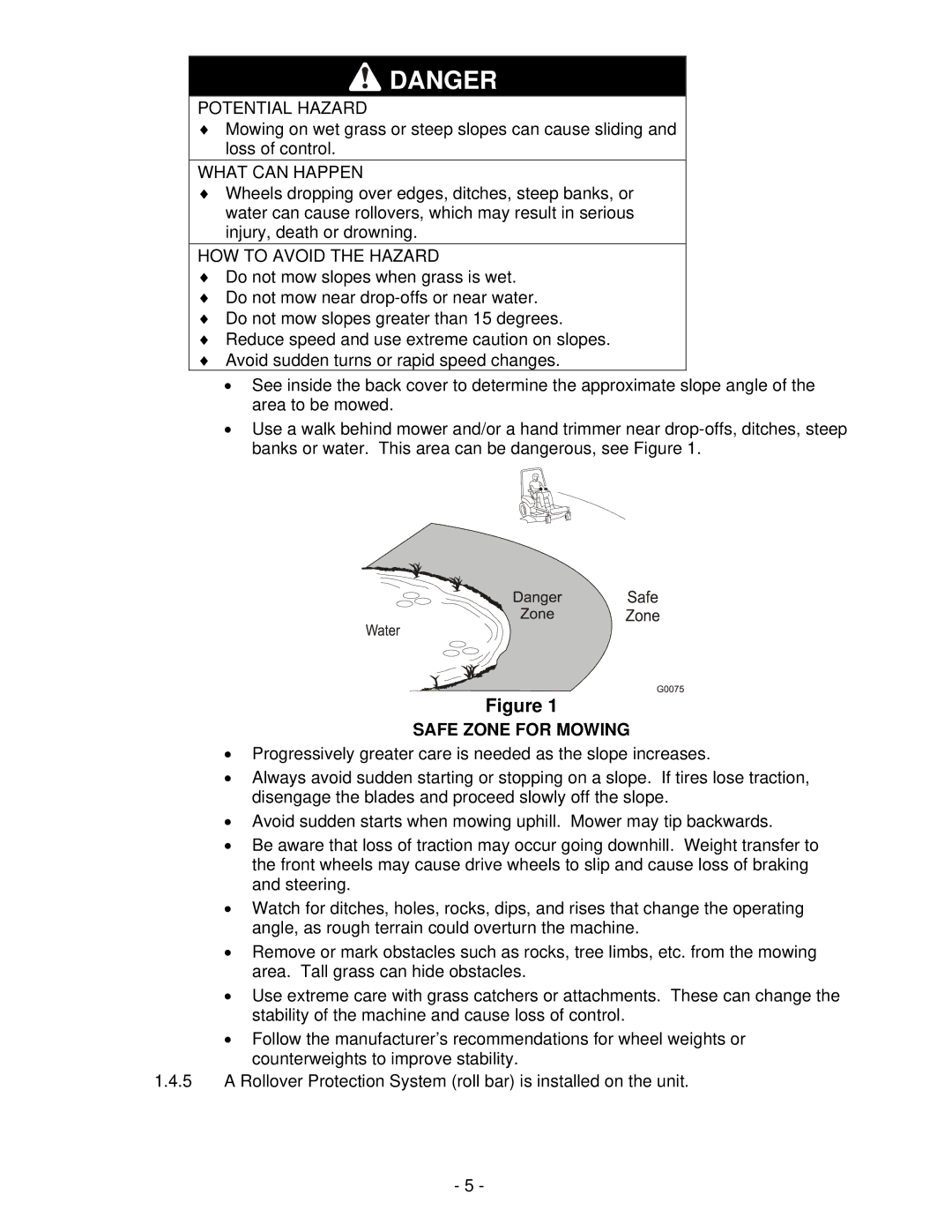 Exmark Lazer Z XS manual Safe Zone for Mowing 