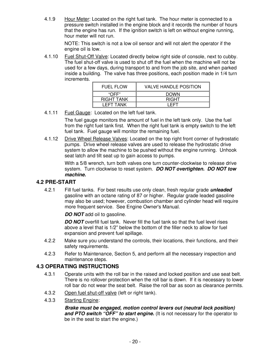 Exmark Lazer Z XS manual Pre-Start, Operating Instructions 