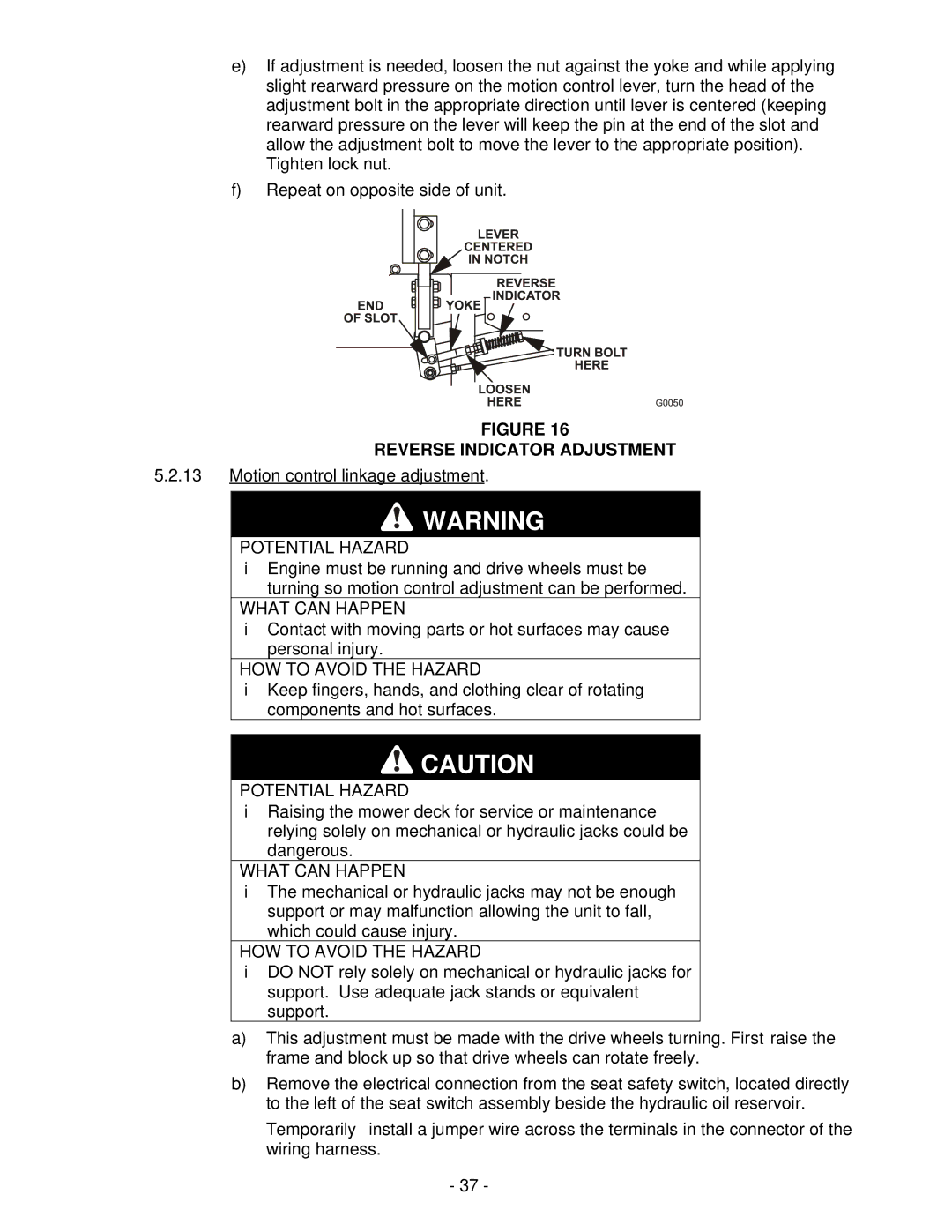 Exmark Lazer Z XS manual Reverse Indicator Adjustment 