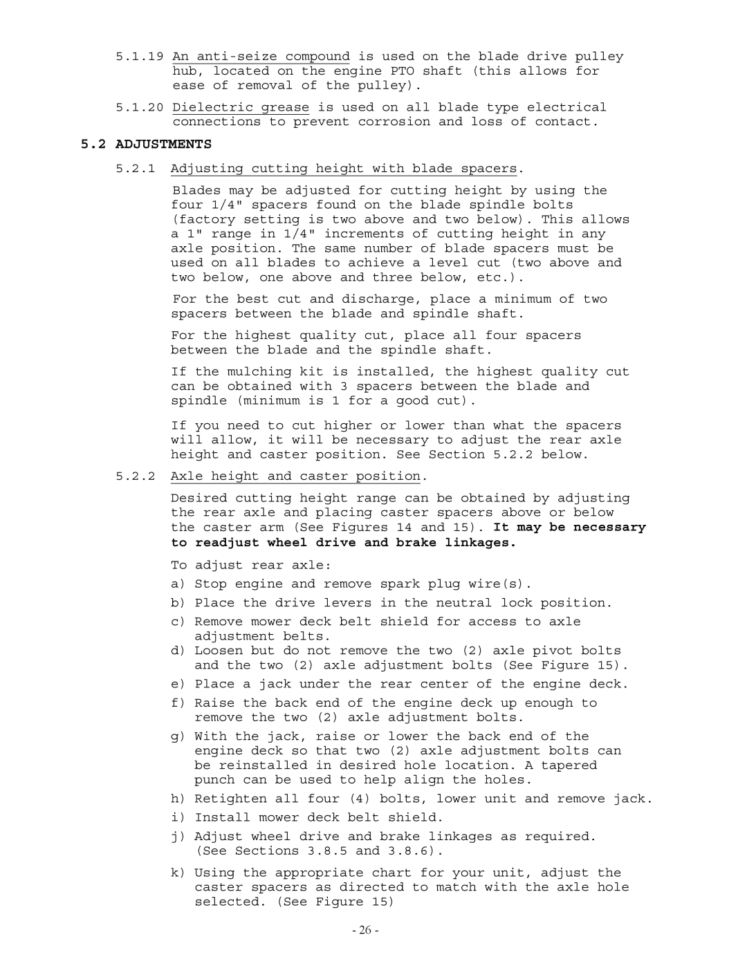 Exmark Lazer Z manual Adjustments 