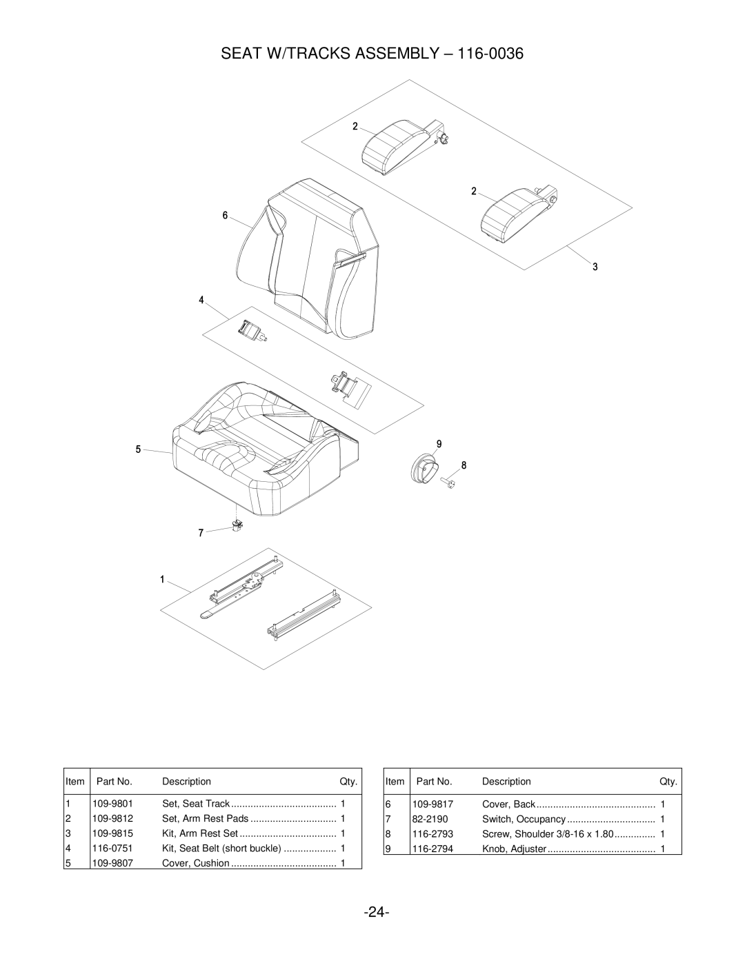 Exmark Lazer Z manual Seat W/TRACKS Assembly 