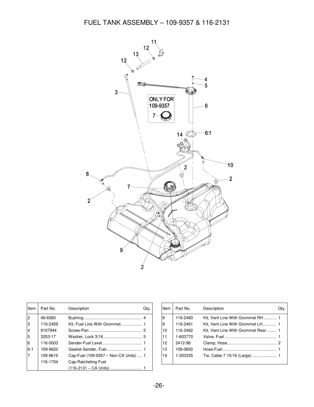 Exmark Lazer Z manual Fuel Tank Assembly 109-9357 