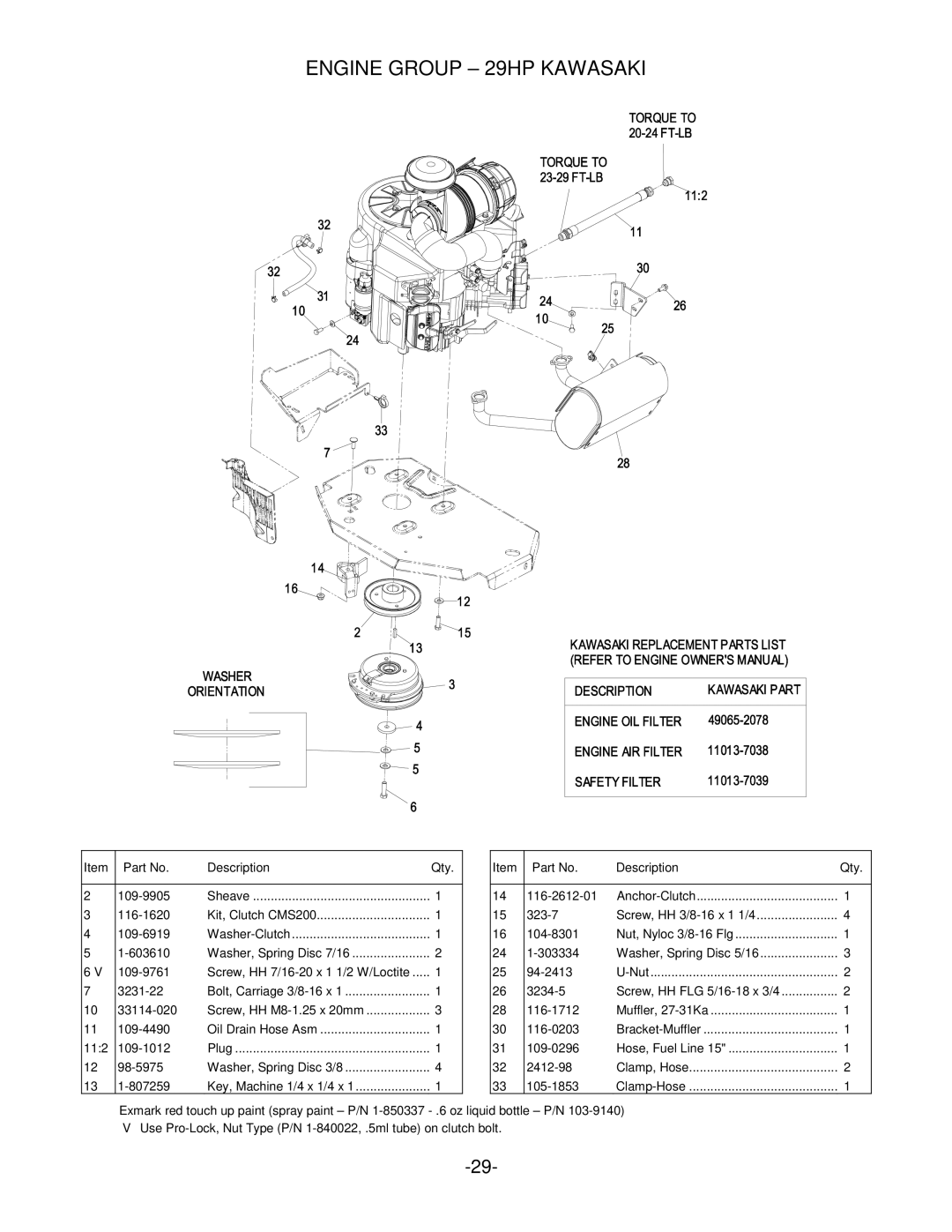 Exmark Lazer Z manual Engine Group 29HP Kawasaki 