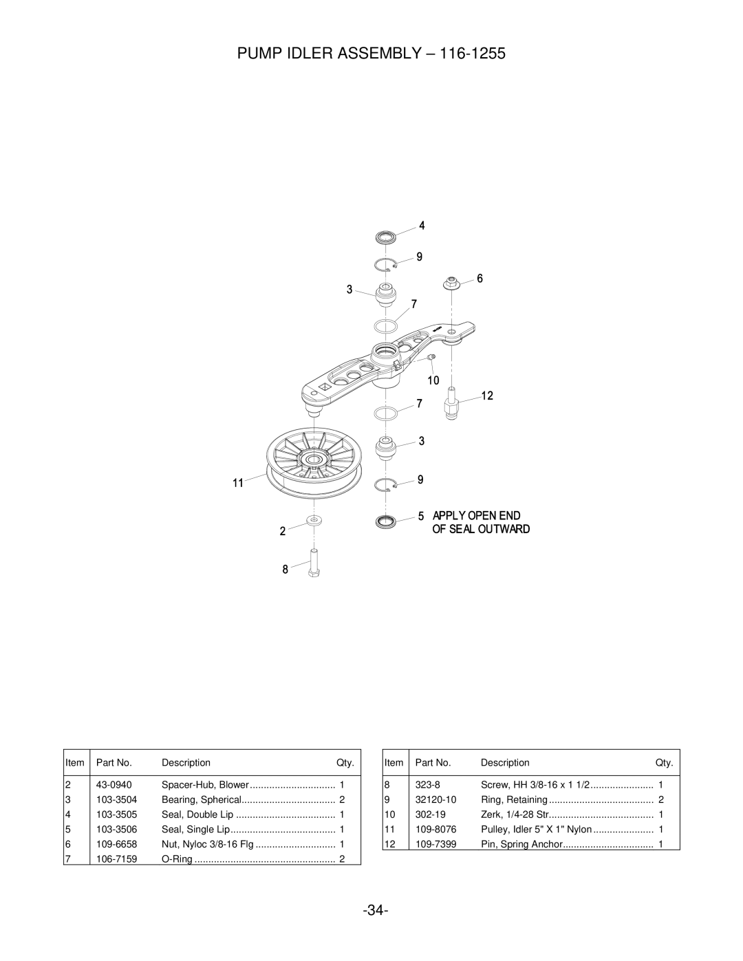 Exmark Lazer Z manual Pump Idler Assembly 