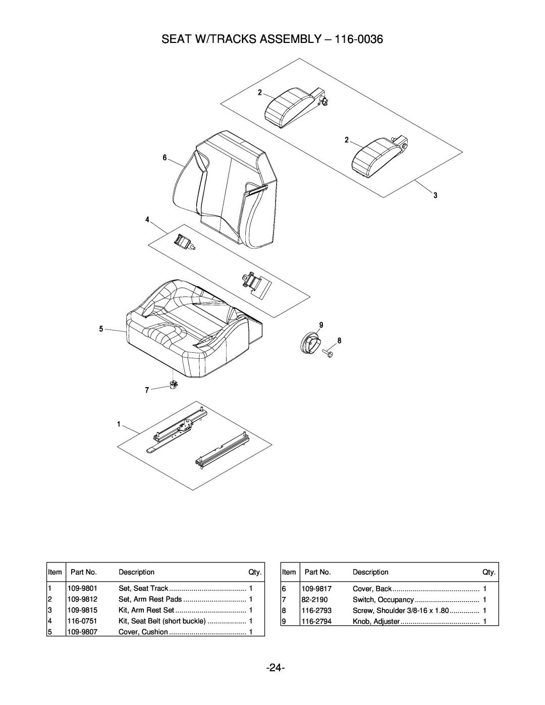 Exmark Lazer Z manual Seat W/Tracks Assembly 
