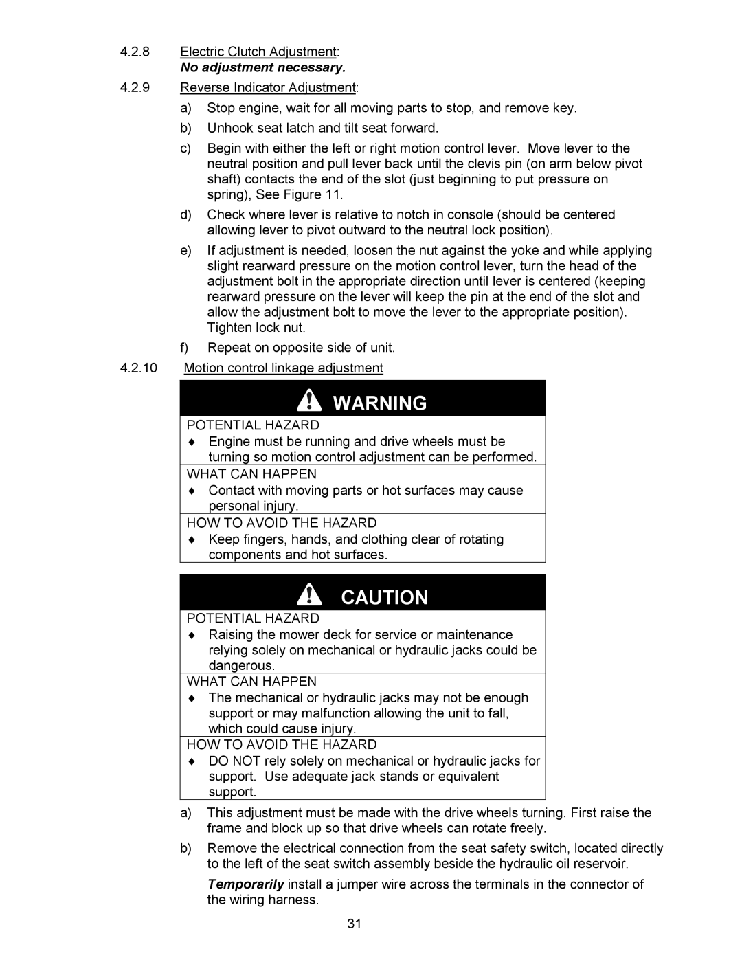 Exmark Lazer ZCT manual No adjustment necessary 