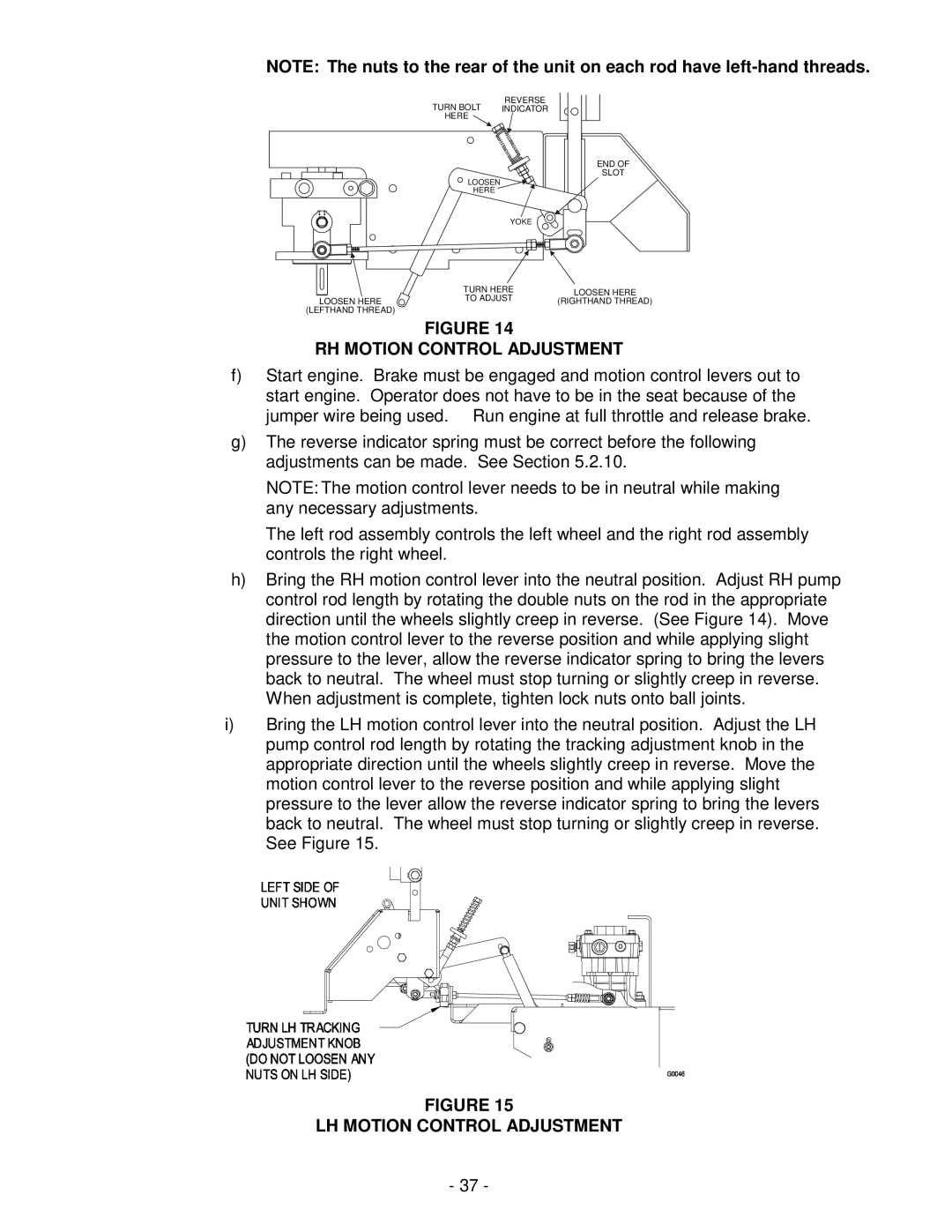 Exmark Lazer ZHP manual RH Motion Control Adjustment, LH Motion Control Adjustment 